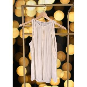 Ramy Brook Ivory Sleeveless Blouse | Boho Trim | NWT